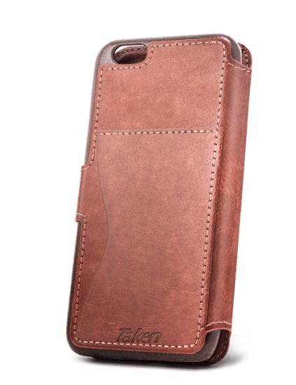 Taken iphone 6 leather Case - iphone 6s Wallet Case PU - Card Slot - Ultra Slim Dark Brown