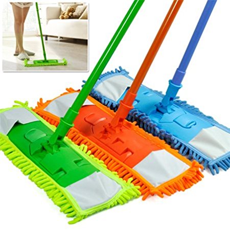 Microfiber Super Absorbent Dust Mop with Handle Telescoping Pole Floor Cleaner Noodle Mop - Aborbs 3x its Weight!