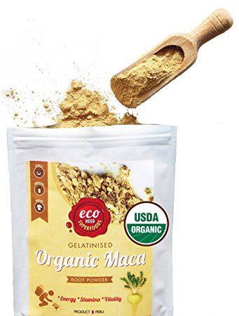 Maca Powder - Gelatinized USDA Certified Organic 15.9oz, Vegan Maca Root From Peru by Eco Heed