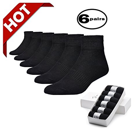 Atist 6 Pack Size 6-15 (70% Cotton) Ankle Black&White Socks For Men and Women