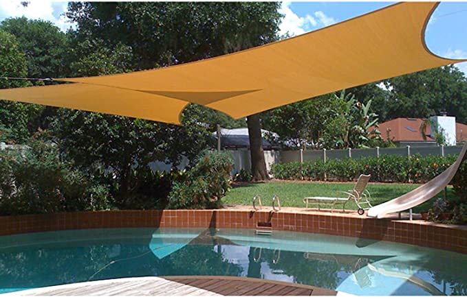 Patio Sun Shade Sail, 10' x 12' Rectangle Sand UV Block Breathable Sun Shade Sail Cloth for Outdoor Patio, Garden & Yard