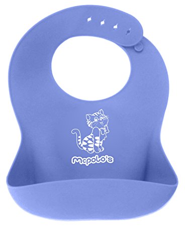 McPolo's Very Smiley Kitty 44 Silicone Baby Bib with Crumb Catcher Food Pocket - Waterproof Ultra Soft Portable Easily Wipes Clean Stains Off – Best for 4 MO to 4 YO Babies Self-Feeders & Toddlers