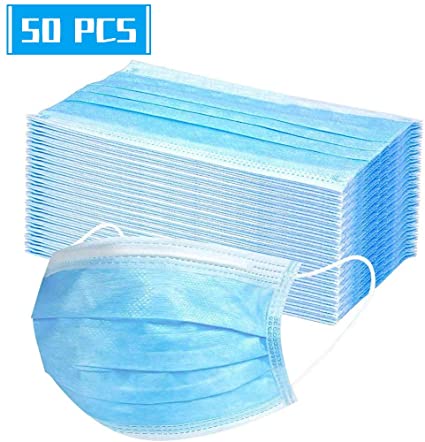 Disposable Face 𝐌𝐀𝐒𝐊 with Elastic Ear Loop 3 Ply Breathable and Comfortable for Blocking Dust Air Pollution Protection Pcs of 50