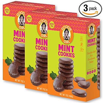 Goodie Girl Cookies, Mint Gluten Free Cookies, Chocolate Mint Wafer Fudge Covered Cookies, Peanut Free and Gluten Free Delicious Snack Cookies, Kosher (7oz Box, Pack of 3)