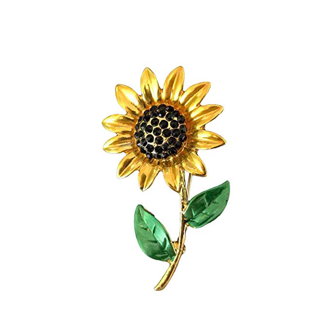 ink2055 Women Fashion Rhinestone Jewelry Gift Clothes Badge Decor Sunflower Brooch Pin Badge for Sweater T-Shirt Dress Bags