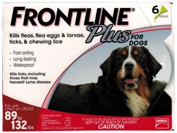 MERIAL T-PET208 Frontline Plus Flea and Tick Control for Dogs and Puppies (6 Pack), 89 to 132 lb