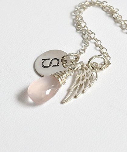 Sterling Silver Personalized Pregnancy Loss Necklace with Initial and October Birth Month Stone