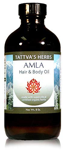 Amla Hair Oil 8 oz. Organic Non GMO Promotes Hair Growth, Reduces Split Ends, Natural Conditioner - 2 Month Supply From Tattva’s Herbs …