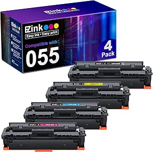 E-Z Ink Compatible Toner Cartridge Replacement for Canon 055 055H Toner Cartridge to use with Canon Color ImageCLASS MF743Cdw MF741Cdw MF746Cdw MF743 Printer (Black Cyan Magenta Yellow, 4-Pack)