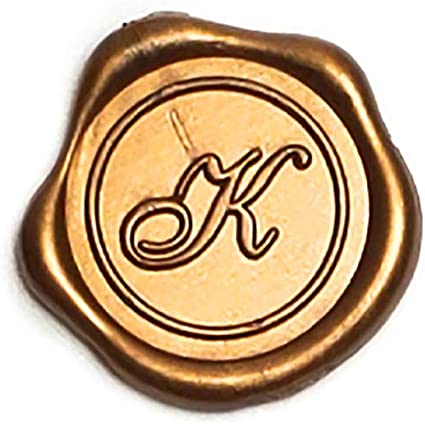 Adhesive Wax Seal Stickers 25Pk Pre-Made from Real Sealing Wax-Gold Initials (Initial K)