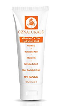 OZNaturals Vitamin C Facial Mask - Hydration Face Mask for Dry Skin with Hyaluronic Acid, Vitamin B5 and Sea Extracts Restores Radiance and Moisture to Deliver Younger Looking Skin