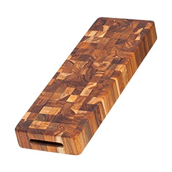Teak Cutting Board - Rectangle End Grain Serving & Cheese Board (18 x 6 x 2 in.) - By Teakhaus