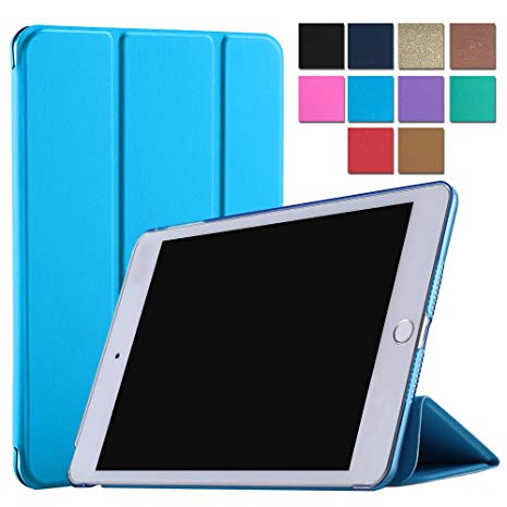 iPad Pro 12.9 Inch (1st Gen) 2015 Case, Tri Fold Cover ( A1584 , A1652 ) Translucent Ultra Slim Smart [ Auto Sleep / Wake Function ] Multi Angle Stand for iPad Pro 12.9 Inch 2015 Release - Blue