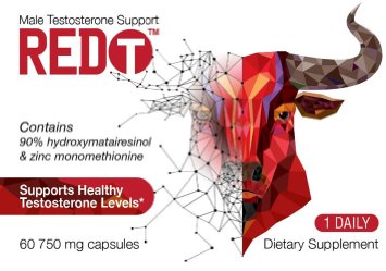 #1 DOCTOR RECOMMENDED RED T - MALE TESTOSTERONE BOOSTER SUPPORT SUPPLEMENT- Fast Acting Booster - ONE DAILY - Testosterone Support Made With Clinically Studied Ingredients. (60 Capsules)