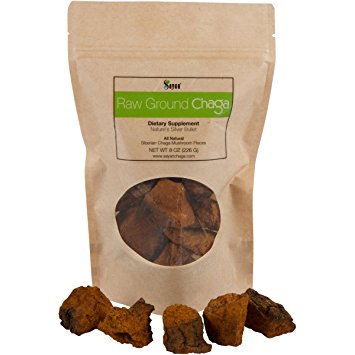 Sayan Siberian Pure Raw Chaga Mushroom Chunks with Black Top Crust 8 Oz / 227 g – Premium Quality 100% Wild Forest Harvested Super Antioxidant Tea, Supports Immune System, Heart & Liver Health