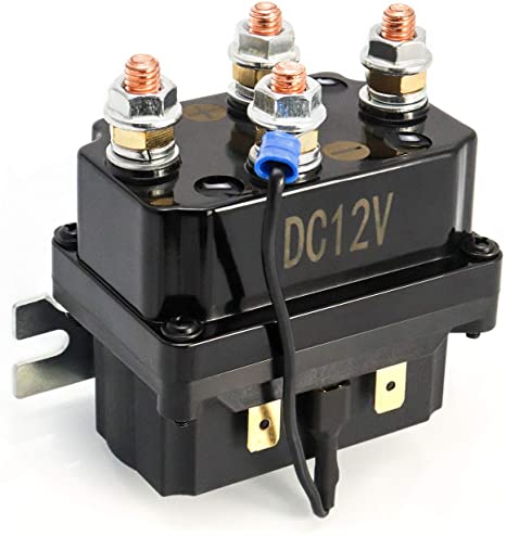 QWORK 12V 250A Winch Solenoid Relay Contactor for AUT UTV 3000-5000lbs Winch