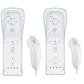 Lyyes Wii Controller with Nunchuck, Wii Remote and Nunchuck Controllers with Silicon Case and Strap,2 PACK