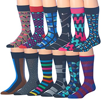 James Fiallo Mens 12 Pack Patterned Dress Socks