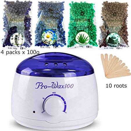 Youke Hair Removal Electric Wax Warmer Wax Melting Pot with Hard Wax Beans and Wiping Sticks, Depilatory Set