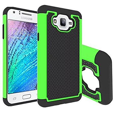 J7 Case, MCUK [Drop Protection] [Shock Absorption] Hybrid Dual Layer Armor Defender Protective Case Cover for Samsung Galaxy J7 (2015) (Green)