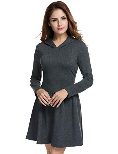 ACEVOG Women's Christmas Long Sleeve Sport Hooded Casual Hoodies Dress A-line Skirt