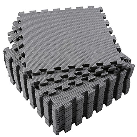 Interlocking Floor Tiles, Superjare 16 Tiles (16 tiles = 16 sq.ft) EVA Foam Puzzle Mat with Borders
