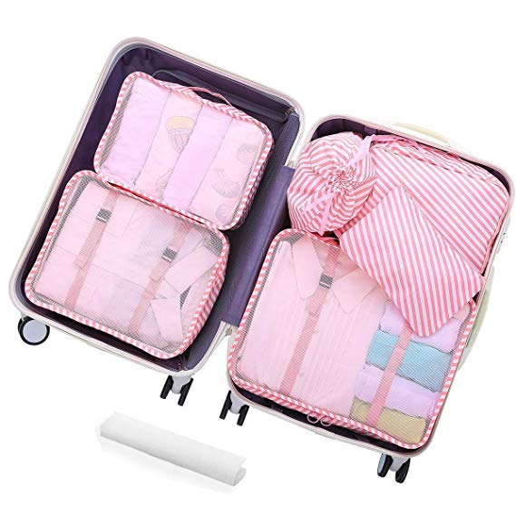 ONSON Packing Cubes, 7Pcs Luggage Packing Organizers, Lightweight Travel Cubes Clothing Sorting Packages with Wet Towels Bag