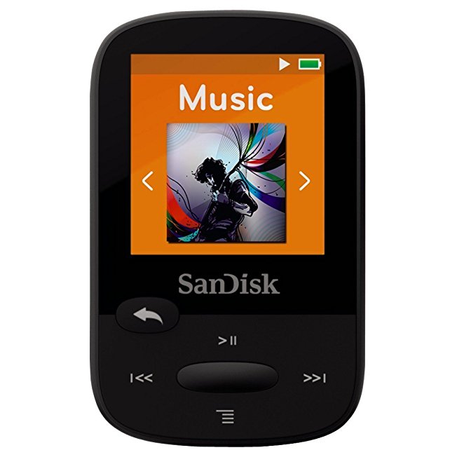 SanDisk Clip Sport - 4GB MP3 Player with LCD Screen and MicroSDHC Card Slot Black (SDMX24-004G-G46K-RFB White Box)