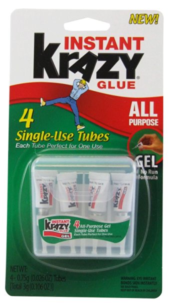 ELMERS Instant Krazy Glue All-Purpose Gel with Single Use Tube, 0.75G, Clear (KG86748SN)