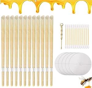 12 Pack Natural Beeswax Ear Candles Wax Removal Kits for Adults, 100% Non-Toxic Cylinders Hollow Candles with Cotton Swabs and Protective Discs Cleaning Tools, Simple Operation, Easy to Carry