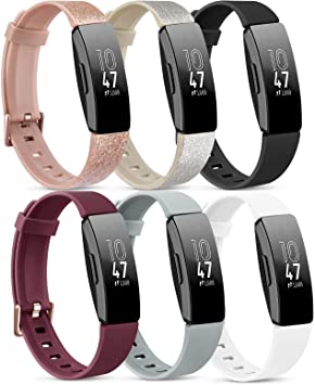 [6 Pack] Silicone Bands Compatible with Fitbit Inspire HR Fitbit Inspire Fitbit Ace 2, Replacement Fitbit Inspire HR Heart Rate and Fitness Tracker Sport Wristbands for Women Men