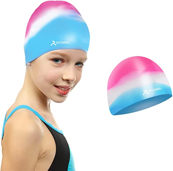 arteesol Swim Cap for Kids Children Boys and Girls Aged 5-12, Comfortable Fit for Long Hair and Short Hair