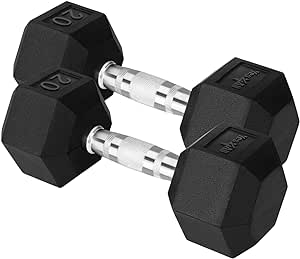 Yes4All Chrome Grip Encased Hex Dumbbells – Hand Weights With Anti-Slip 10-30 LBS Pair