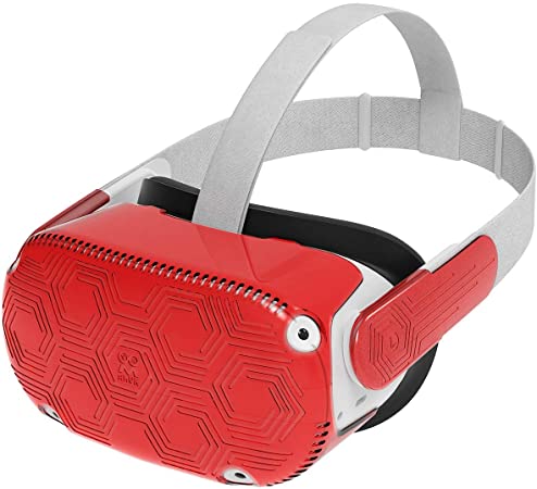 AMVR VR Headset Protective Shell, Light & Durable Front Face Cover for Oculus Quest 2 Accessories, Preventing Collisions and Scratches (Red)