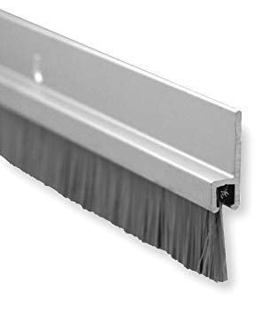 Pemko Brush Door Bottom Sweep, Clear Anodized Aluminum with 0.625" Gray Nylon Brush insert, 0.25" Width, 1.375" H x 48" L - 18061CNB48