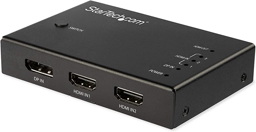 StarTech.com 4 Port HDMI Video Switch - 3X HDMI & 1x DisplayPort - 4K 60Hz - Multi Port HDMI Switch Box w/Automatic Switcher (VS421HDDP)