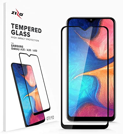 ZIZO Tempered Glass Screen Protector for Samsung Galaxy A20 Clear Screen Protector with Anti Scratch and 9H Hardness Galaxy A50 (Black)