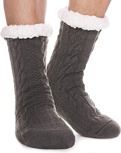 EBMORE Mens Slipper Fuzzy Socks Winter Cozy Fluffy Cabin Warm Fleece Soft Comfy Thick Grip Socks