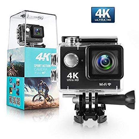 Action Camera,Bekhic 4K WiFi Ultra HD Waterproof DV Camcorder 12MP 170 Degree Wide Angle, Including Waterproof Case and Full Accessories Kits (Upgraded Version) (Black)