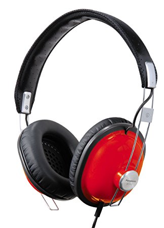 Panasonic Retro Over-the-Ear Stereo Monitor Headphones RP-HTX7-R1 (Red) Dynamic Accurate Sound, Lightweight and Comfortable