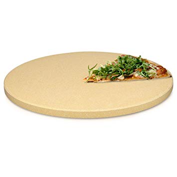 Navaris XXL Pizza Stone for Baking - Cordierite Pizza Stone Plate for BBQ Grill Oven - Cook and Serve Pizza Bread Cheese - Round, 35x1.5cm