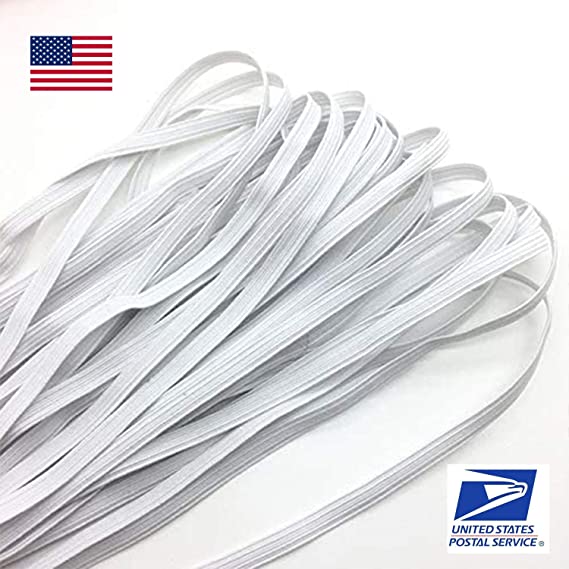 30-Yards 1/8 Inch Width Braided Elastic Band White Elastic String Cord Heavy Stretch High Elasticity Knit Elastic Band for Sewing Craft DIY - White