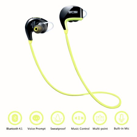 SCS ETC Bluetooth Headset Wireless Sport Noise Reduction Earphone with Microphone for Outdoor