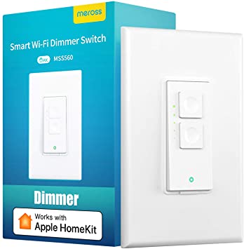 meross Smart Dimmer Switch Single Pole Supports Apple Homekit, Alexa Google Assistant & SmartThings, 2.4Ghz WiFi Light Switch for Dimmable LED, Neutral Wire Required, Remote Control Schedule, 1 Pack