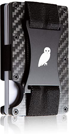 The Owl Wallet | Authentic Minimalist Carbon Fiber RFID Blocking Mens Wallet With Cash Strap