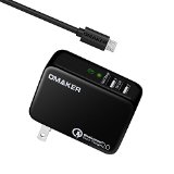 Omaker Quick Charge 20 Dual USB Ports Portable Wall Charger for Samsung Galaxy S6 S6 Edge and More