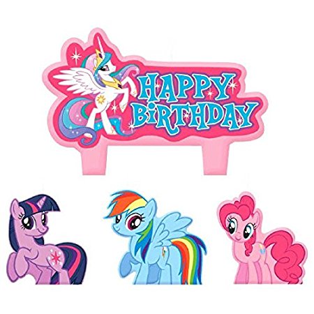 Party Time My Little Pony Friendship Molded Mini Character Birthday Candle Set, Pack of 4, Pink , 1.25" Wax