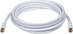 Monoprice 106315 10-Feet RG6 Quad Shield CL2 Coaxial Cable with F-Type Connector, White