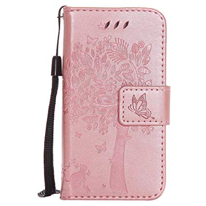 iPhone 4 / iPhone 4s Wallet Case, UNEXTATI® Leather Flip Cover Case with Kickstand Feature for Apple iPhone 4 / iPhone 4s (Rose Gold #13)