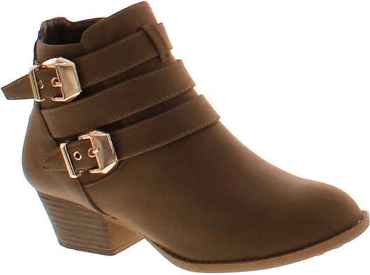 TOP Moda Womens Ankle Boots Chunky Stacked Mid Heel Elastic Chelsea